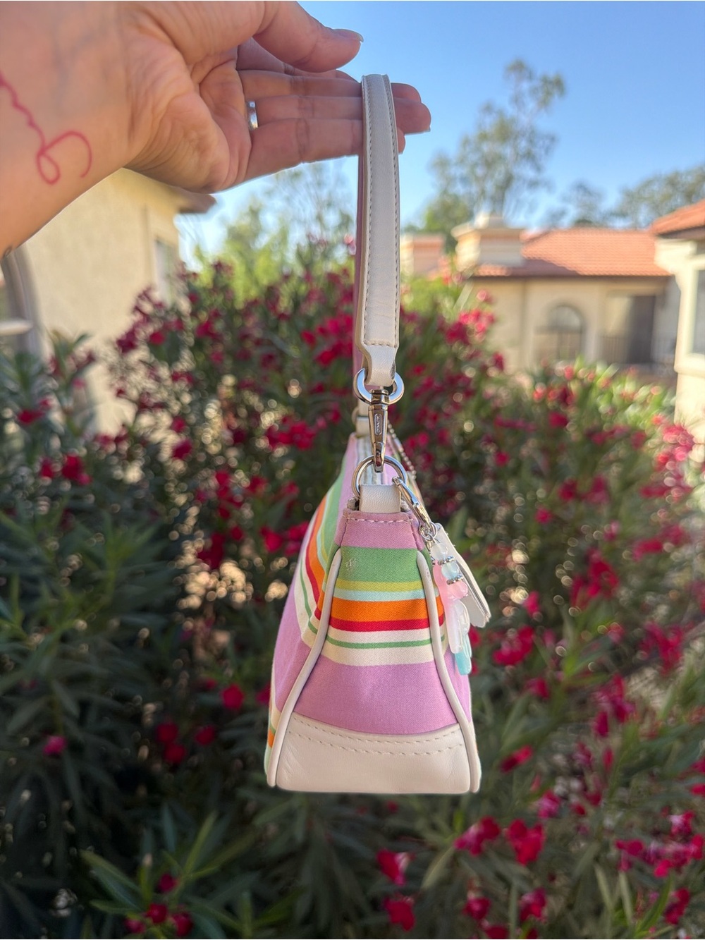 🌈Vintage Y2K Coach Hampton Multicolor Striped Demi Baguette – Style 10802 - Picture 6 of 10